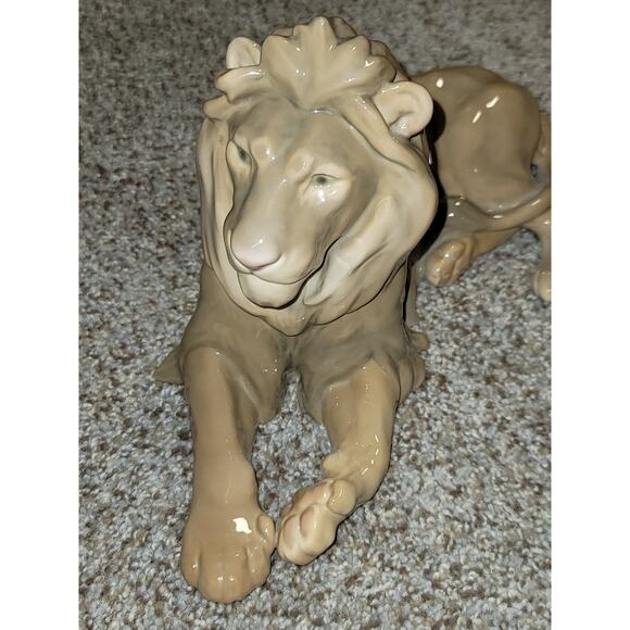 VTG Lev Bing & Grondahl B & G Porcelain Figurine Lying Lion Handpainted Denmark - Picture 4 of 11